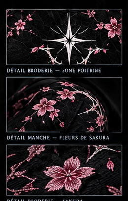 Détail des fleurs Sakura brodées sur le Collector